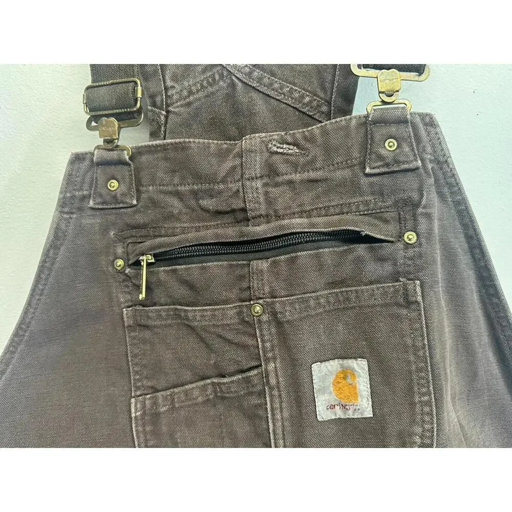 Carhartt Brown Denim Overalls 52/30 - Picture 10 of 14
